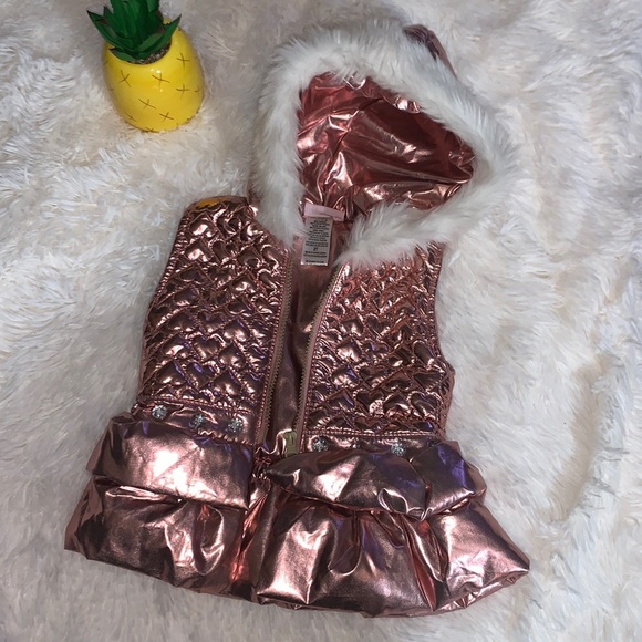 Little Lass Quilted Vest Toddler Girls 2T Full Zip Hooded - Picture 1 of 4